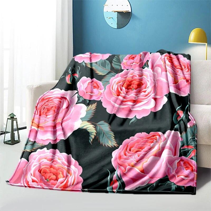 Мягкий плюшевый диван-кровать с цветком розы, тонкие одеяла для пикника с героями мультфильмов, современное фланелевое одеяло Gedruckt Bettdecke Geschenk