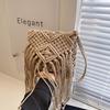 Yogodlns Bohemian Tassel Straw Bag Women Fashion Weave Handmade Crossbod Bag Summer Kintted Beach Handbag Vacation Lady Pouch