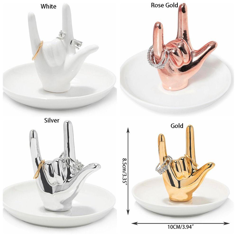 Nordic Ceramic Jewelry Plate Light Luxury Hand Storage Tray Gesture Ring Stand Home Decor
