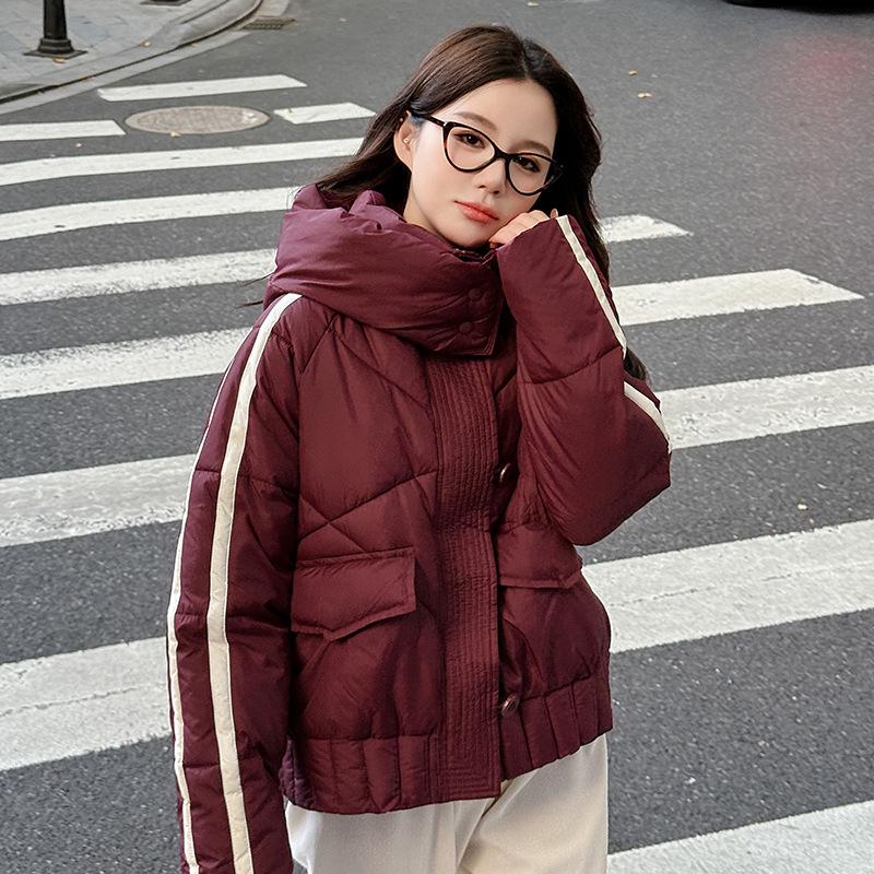 Small Short Cotton-padded Clothes Autumn and Winter Thickened Cotton-padded Jacket Girls Loose Bread Hooded Cotton-padded Clothes New