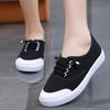 Cuculus Fashion Women White Canvas Shoes Concise Low Top Casual Flat Student Shoes Lace Up Solid Canvas Women Nurse Shoes