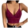(SU)Ladies Erotic Lingerie Sexy Deep V Solid Color Lace Bra With Chest Pad