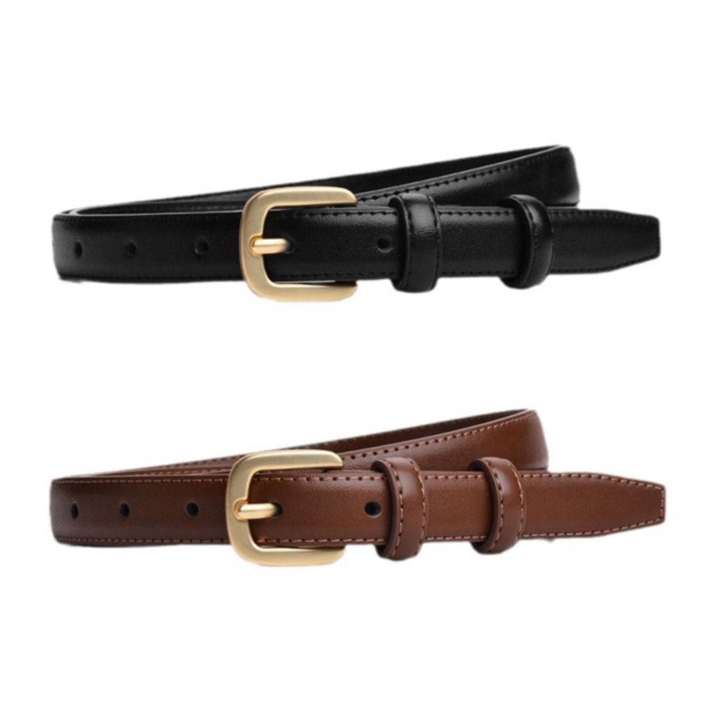 Black Needle Buckle Leather Fashion Belt Strap Korean Style Waistband Dress Decoration