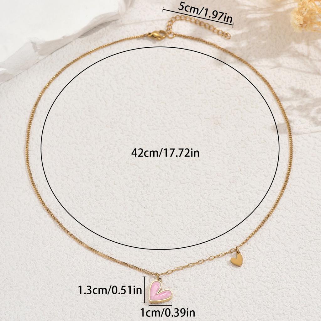 New Hot-selling Necklace Women, Simple and Versatile, High-end Sense of Love, Drip Oil Collarbone Chain, Niche Light Luxury Item Decoration