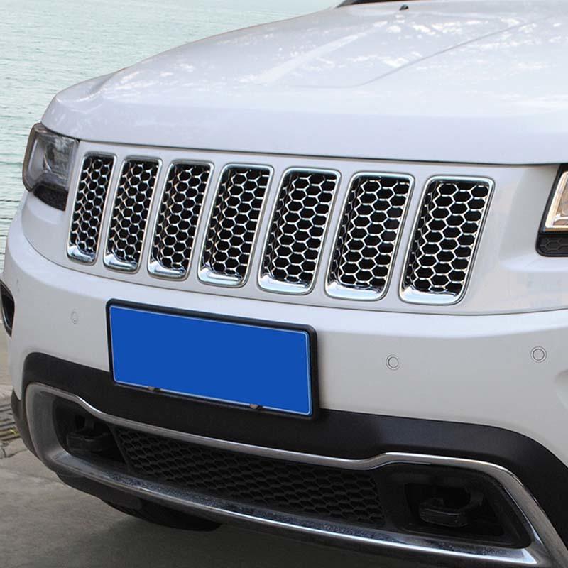 ABS Car Grille Cover Decoration Stickers  For Jeep Grand Cherokee 2014-2016 Car Exterior Accessories