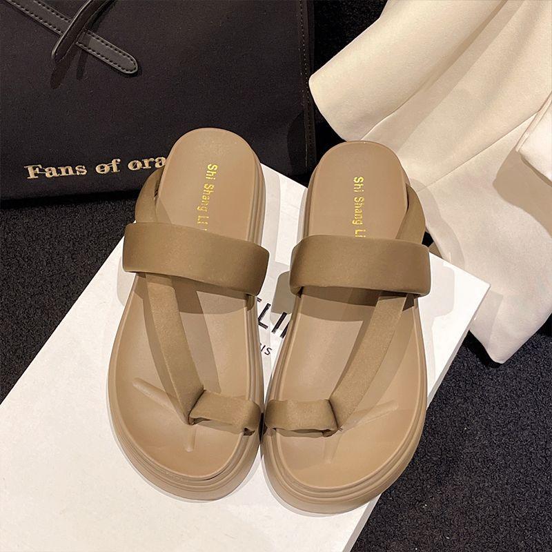 Шлепанцы женские летние новые модные сандалии-римлянки с толстой подошвой, ощущение ходьбы по дерьму, с перемычкой для пальца, пляжная обувь для женщин