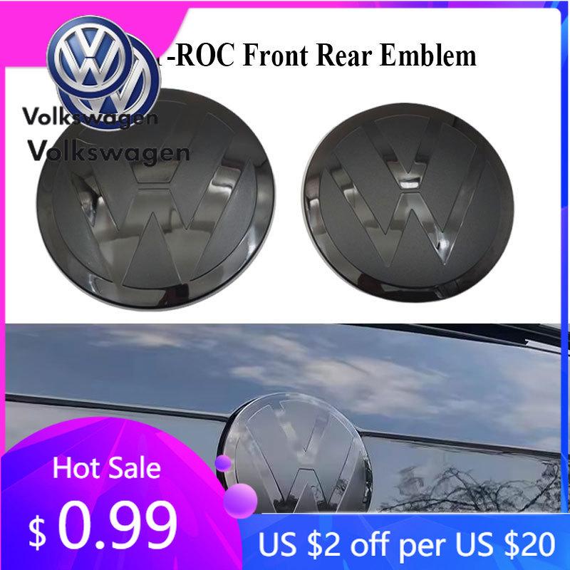 CJOZW1 Emblems 2026 Hot Emblems For VW Volkswagen Jetta MK5 Golf VW T-ROC ABS Mirror Black 144mm 113mm Emblem Car Front Grille Logo Rea