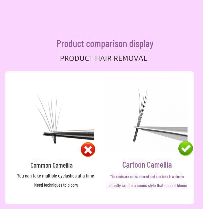 0.07 Мультяшные накладные ресницы Камелия: Мягкие накладные ресницы в тайском стиле с одним корнем и китайской завивкой.