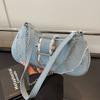High-end Texture Denim Small Bag Bag Women's 2025 New Internet Celebrity Versatile Underarm Bag Fashion Trend One-shoulder Fashion
