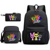 Rhythm Box Game Merchandise Student Bag Sprunki Cartoon Starry Sky Backpack Leisure Bag 3-piece Set D