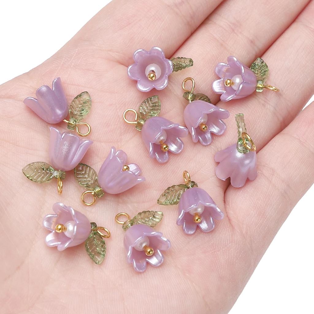 11x14mm 2-10Pcs acrylic lily of the valley flower bud beads plated with colored loose beads, handcrafted DIY making jewelry 2029