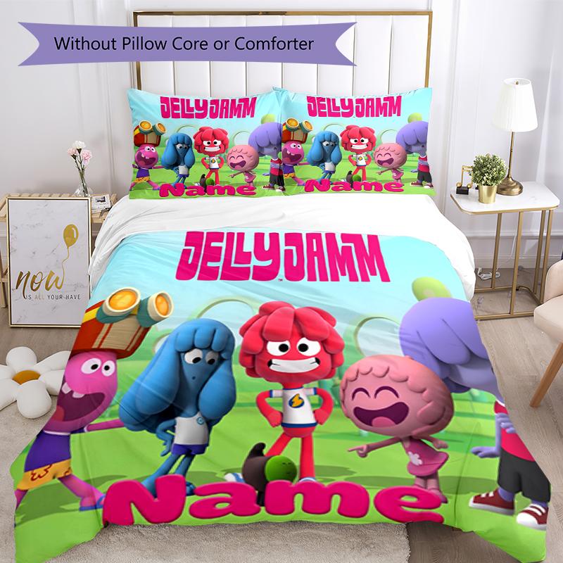 3 шт. Постельное белье с индивидуальным именем Jelly Jamm Комплект: Пододеяльник на молнии, 1 пододеяльник и 2 наволочки, Мягкое и удобное для всех сезонов.