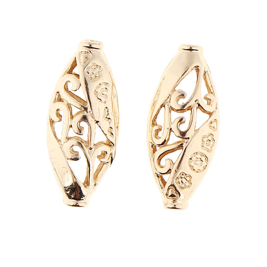 2x полые филигранные распорные бусины с покрытием, свободные бусины для ювелирных изделий 17X10MM