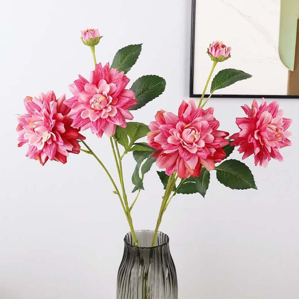 Real Touch Artificial Dahlia Flower Realistic Plant Faux Dahlia Branch 76cm Colorful Simulation Big Dahlia Party Favors