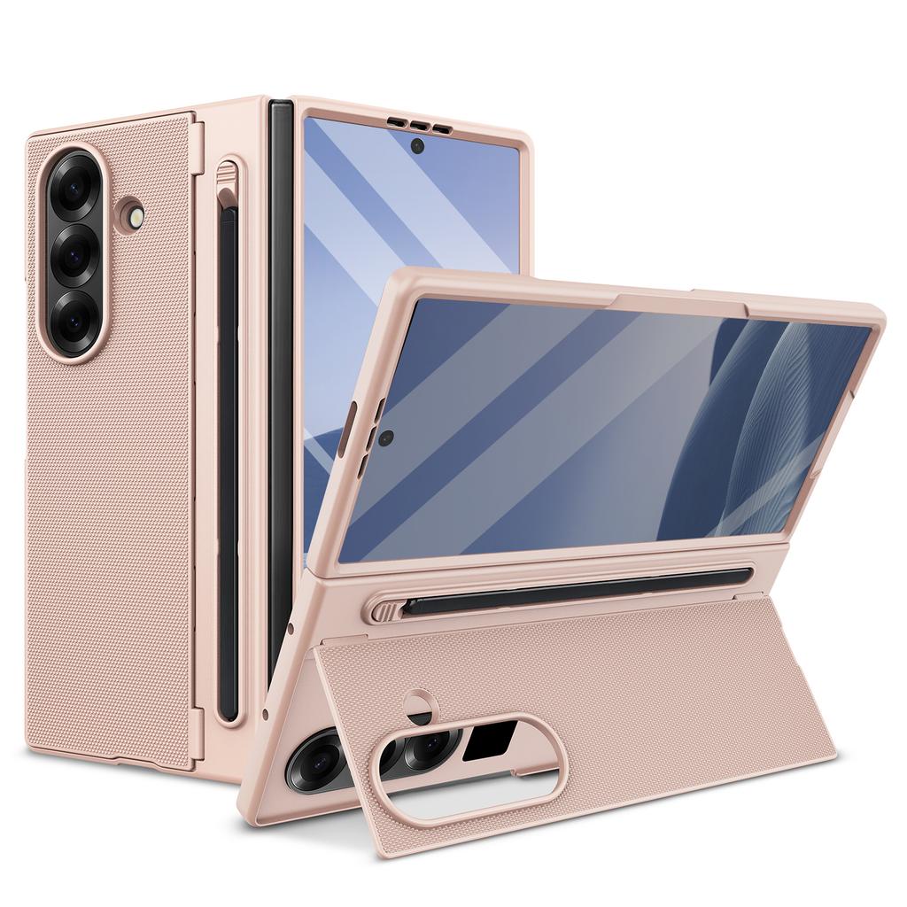 Fold 7 Phone Case with Touch Pen, Hard PC Back Cover Kickstand Phone Cover for Galaxy Z Fold 7/6 with Screen Glass Film