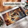 Pug Theme Crystal Velvet Floor Rug Personalized Custom Name Text Warm Carpet Home Decoration