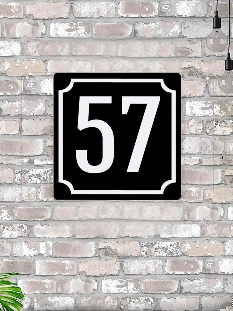 House Number X Classic Black Metal Sign 20x20cm, Modern Door Wall Decor