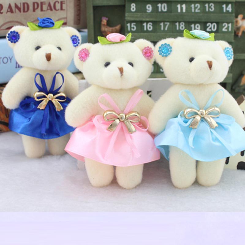 10 шт. детские хлопковые игрушки, плюшевые куклы, мини-маленький плюшевый мишка, цветочные букеты, медведь, свадебные игрушки, декор