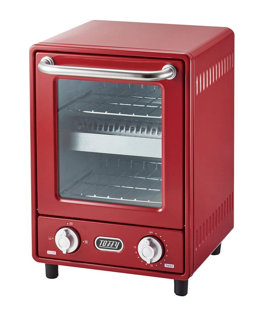 Тостер-духовка вертикальный тостер 2-х уровневый тостер новый тонкий ретро [Toffy] K-TS4 (Античный красный) К-ТС4-АР