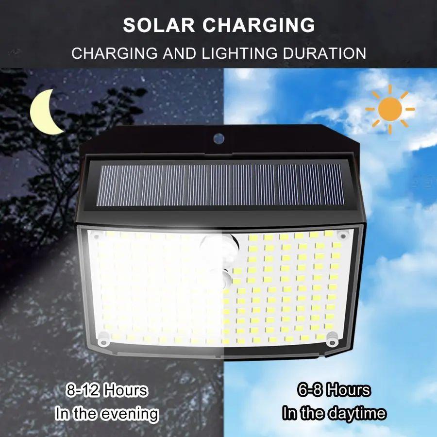 158 LED Solar Wall Lamp Luminouss With Motion Sensor Human Induction Courtyard Waterproof Stairs Outdoor Wall Light