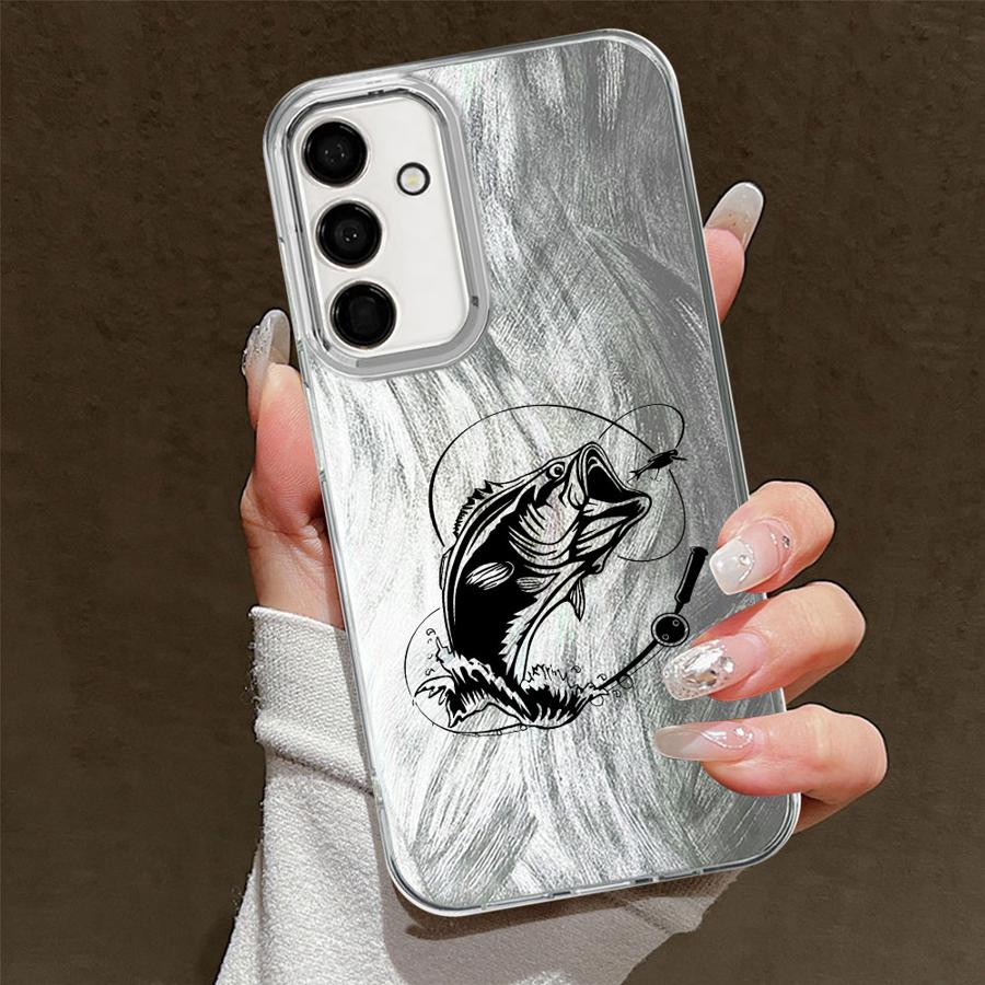 Phone Case for Samsung Galaxy A51 A52 A33 A34 A55 A24 A21s A23 A26 A13 A14 A35 A36 A15 A16 Soft Cover Line Fishing Man