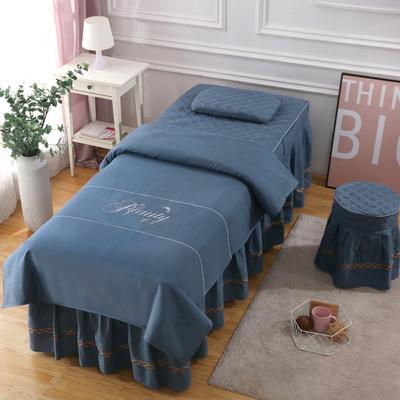 4 Piece Beauty Salon Bedding Set With Embroidered Bed Skirt Pillowcase Stool Cover And Duvet Cover For Massage Spa