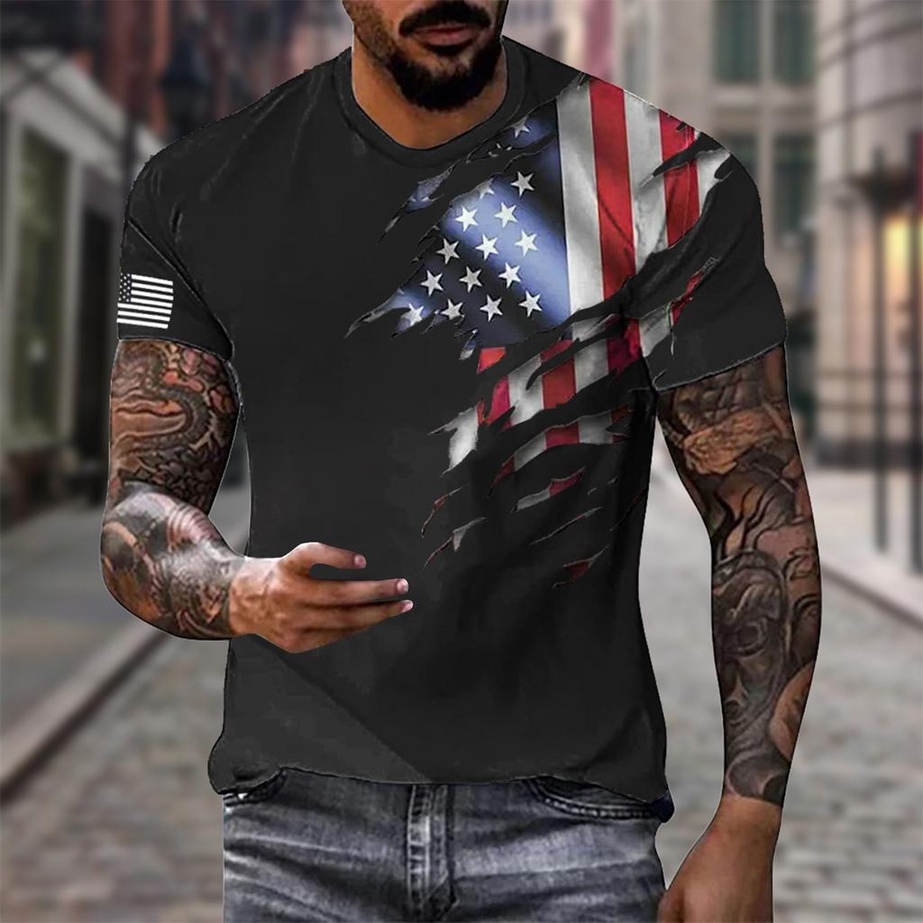 Мужская летняя повседневная однотонная мужская футболка с коротким рукавом и буквенным принтом, пуловер