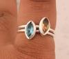 Citrine Blue Topaz Gemstone Ring, Solid 925 Sterling Silver Ring, Birthstone Ring, Handmade Jewelry, Stackable Ring, Bezel Ring, Trendy Jewelry
