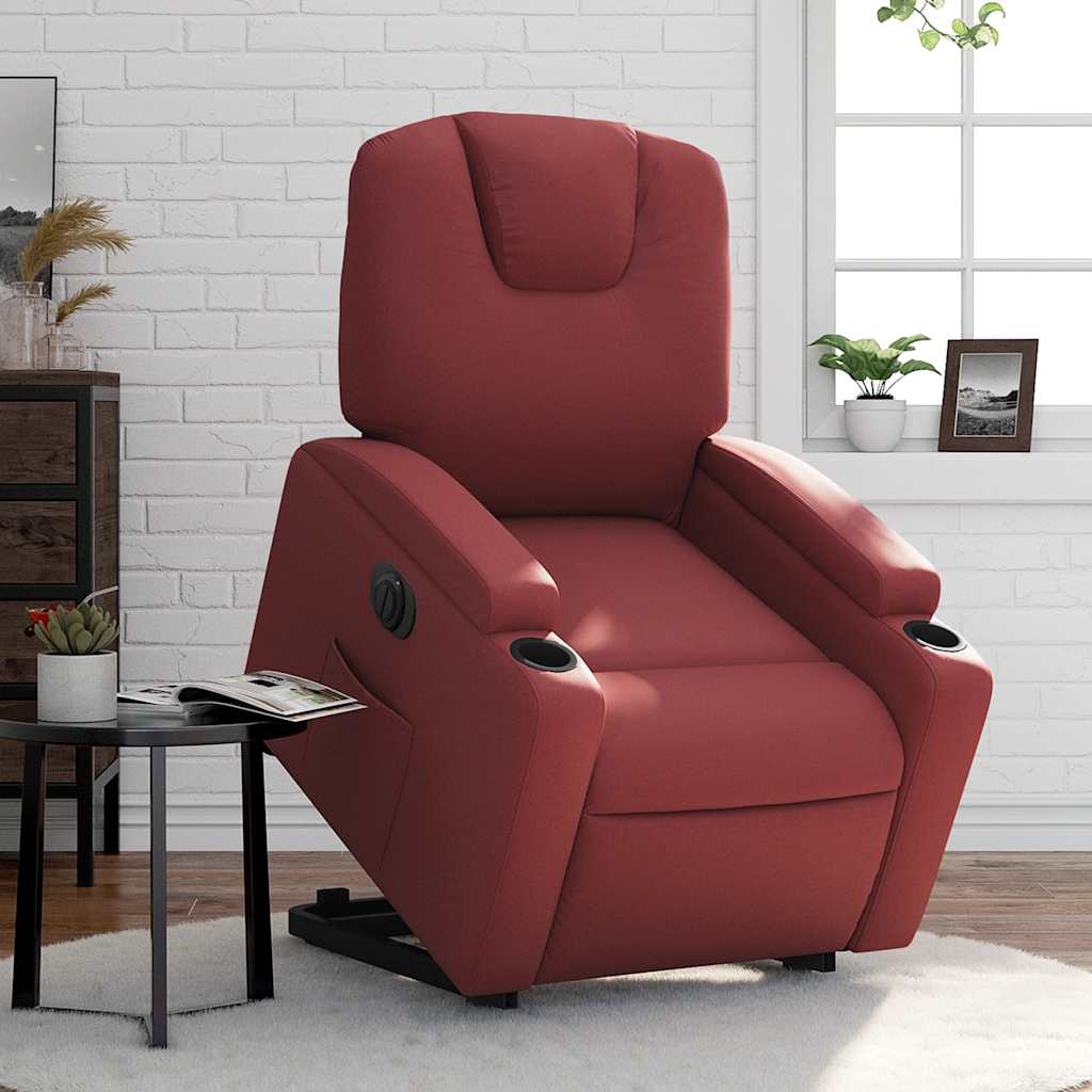 Electric Recliner Chair with Rising Function Burgundy Faux Leather