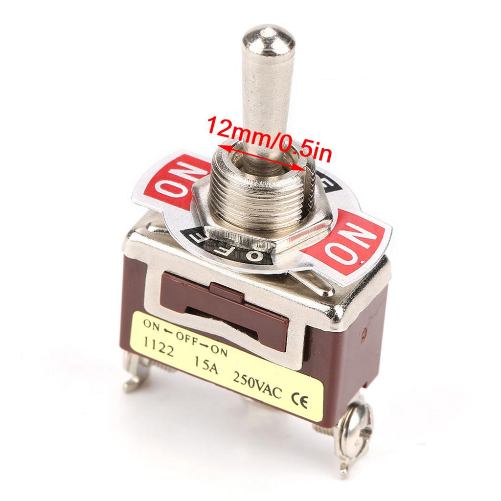 3PDT 3-pin ON-OFF-ON toggle with 12mm mounting hole, 5pcs package for automotive, home appliance and industrial controls