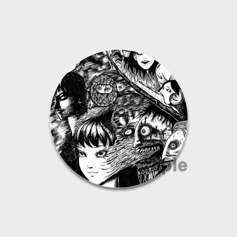 58 мм новая брошь с героями мультфильмов Дзюндзи Ито, аниме ужасов, эмалированная булавка из сплава, фильмы ужасов, аксессуары для творчества, детский подарок, 58 мм, значок с мультяшным рисунком