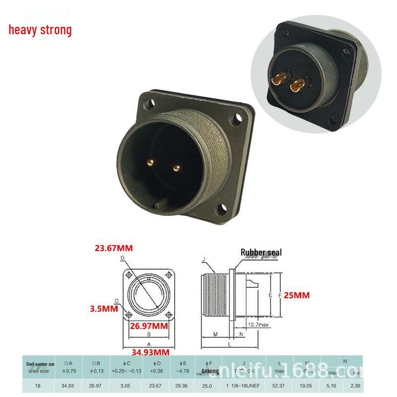 Heavy Duty 5015 2-Pin Male-Female Connector US Standard Plug MS3106A-18-3S Socket MS3102A-18-3P