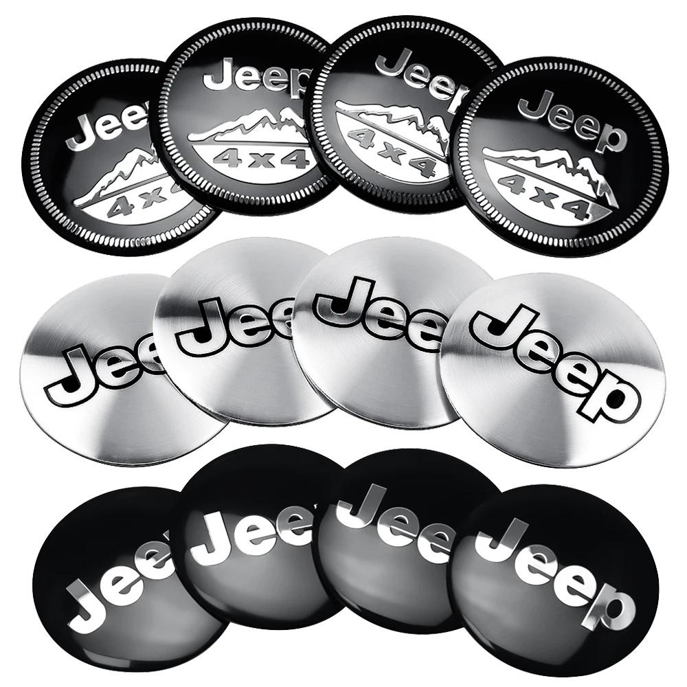 4PCS 56mm Car Wheel Hub Center Cap Sticker for Jeep Renegade Wrangler JK JL Grand Cherokee Compass Patriot Rim Logo Cover
