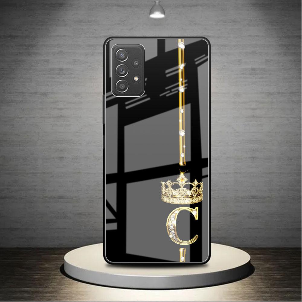 Стеклянный чехол из розового золота с 26 буквами ABC для Samsung Galaxy A52 A71 A50 A51 A70 A21s A31 A72 A10 A12 A30 A22 5G, чехол для телефона