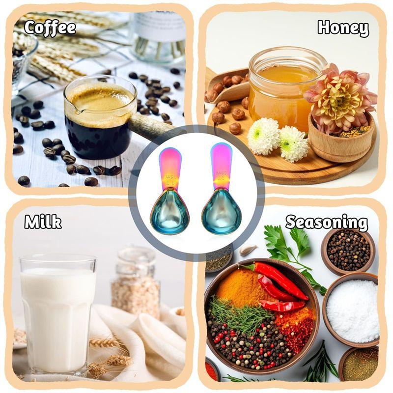AEE4-15Ml And 30Ml Stainless Steel Coffee Spoon Set, Small Spoon For Coffee Pot, Measuring Spoon For Ground Coffee,