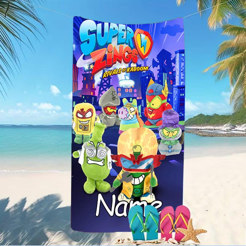Customizable personalized beach towels SuperZings themed designs.Suitable for the beach, yoga, sports;ideal as beach accessories