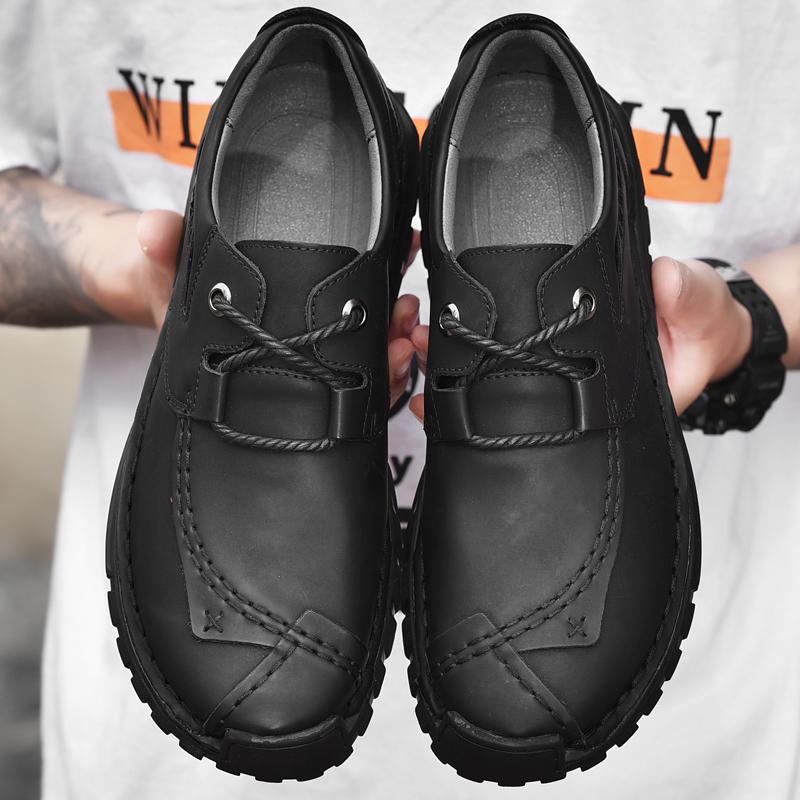 Повседневная обувь Ретро-обувь из коровьей кожи Мужские мокасины Повседневная обувь из кожи ручной работы Мокасины Мужские туфли на плоской подошве