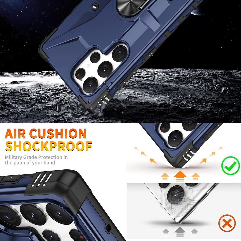 Для Samsung Galaxy S24 Ultra Чехол PC+ TPU Гибридная Накладка для Телефона с Кольцом-Держателем Подставка