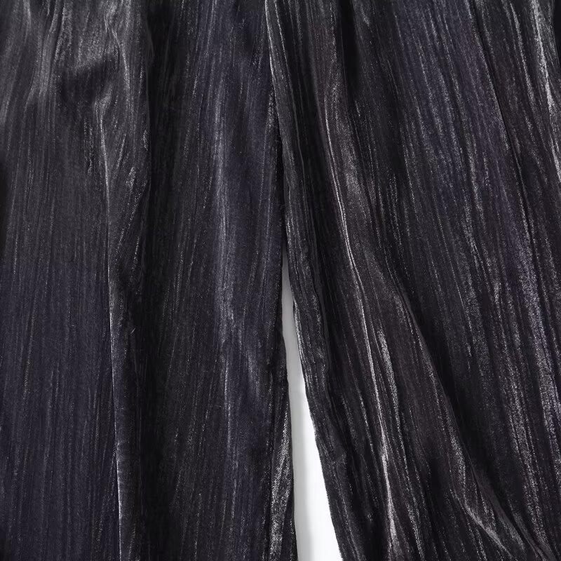 2025 Spring Women's Slim Minimalist Velvet Wide-Leg Pants