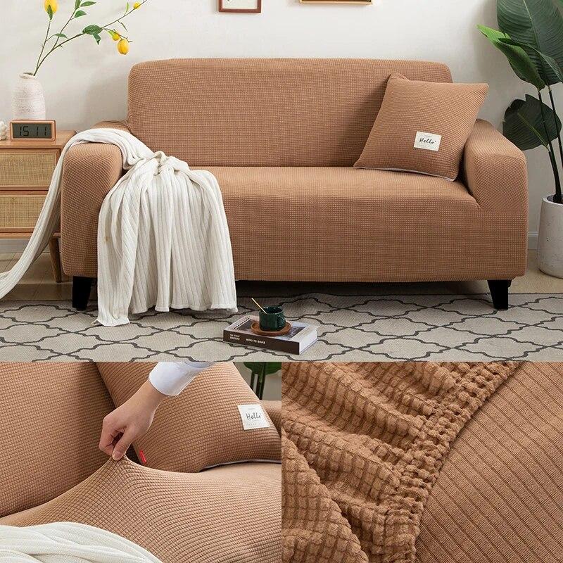 Jacquard Thick Sofa Covers for Living Room Plain Couch Cover Corner L Shape Chaise Longue Sofa Slipcovers Solid Color 1PC
