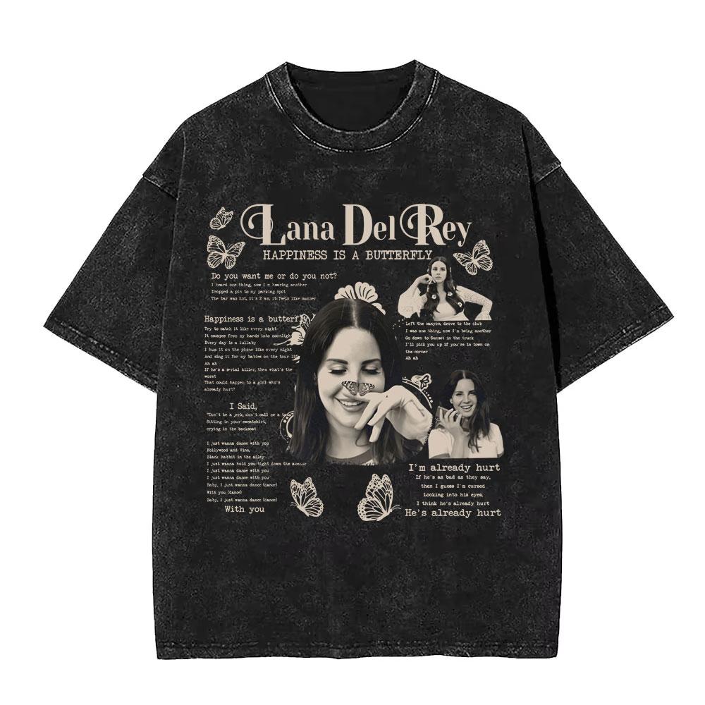 Washed Vintage WashedLana Del Rey Tour Tshirt Men Women Hip Hop Fashion Pop Music Tshirts Unisex Casual Cotton T Shirts