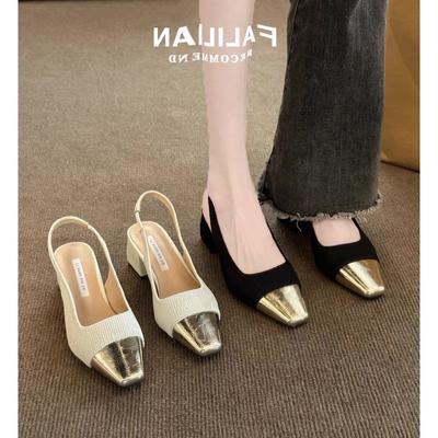 Туфли на высоком каблуке французские маленькие женские босоножки Xiaoxiangfeng весна-лето 2025 года, новые темпераментные туфли с квадратной головкой и юбкой