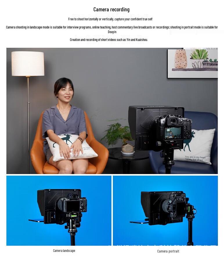 Fu Weide TP10 10-дюймовый складной телесуфлер для DSLR и телефона: Высокая прозрачность, HD-субтитры, Идеально для прямых трансляций и съемок.