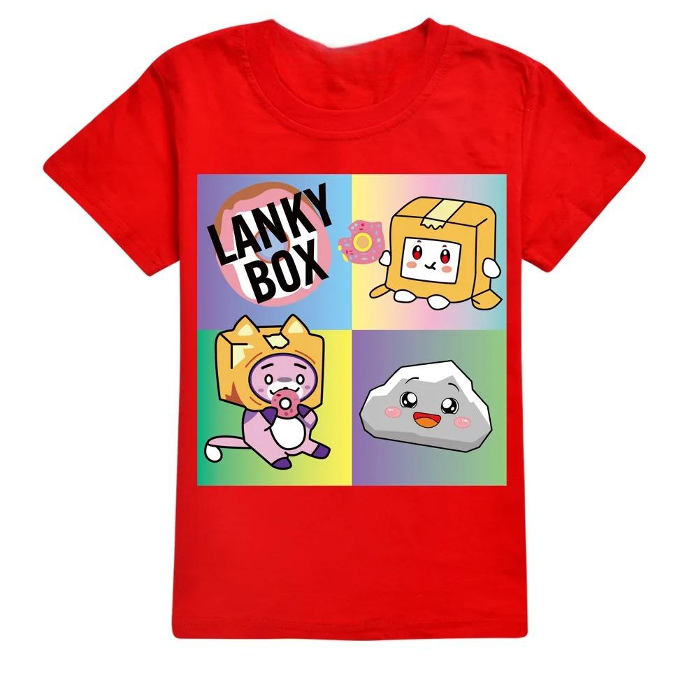 Каваий Футболка для мальчиков Мультяшный Lanky Box Милый принт Короткий рукав Одежда для девочек Летняя Повседневная Мода Смешной Хлопок Детские Топы Футболка