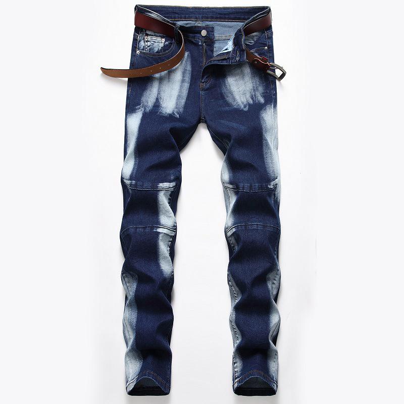 2024 Европейские и Американские Стрейчевые Джинсы Мужские Прямые Штаны Трехцветные Вымытые И Шлифованные Белые Мужские Брюки