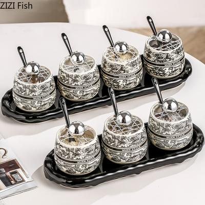 Набор банок для приправ на кухню отеля, креативный керамический набор для хранения специй, органайзер для соли и перца в скандинавском стиле