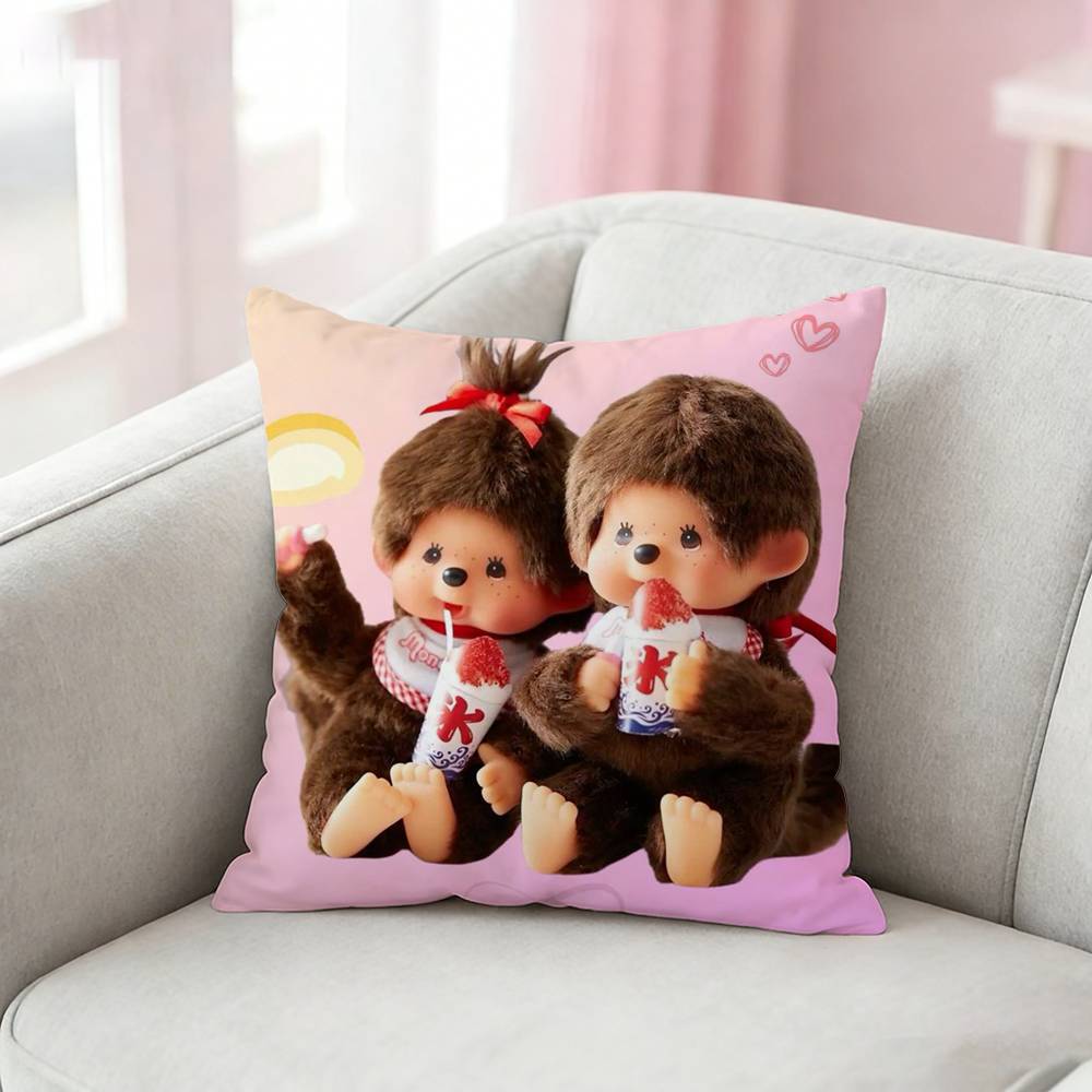 Cute MMonchhichi Pillow Case Pattern Printed Pillowcase For Living Room Sofa Cushion Cover