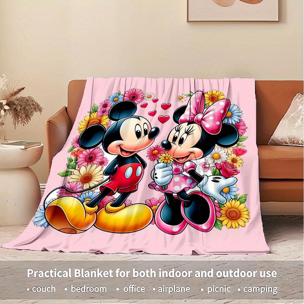 1pc Throw Blanket - Mickey Mouse Minnie Mouse Flower Heart Love Valentine