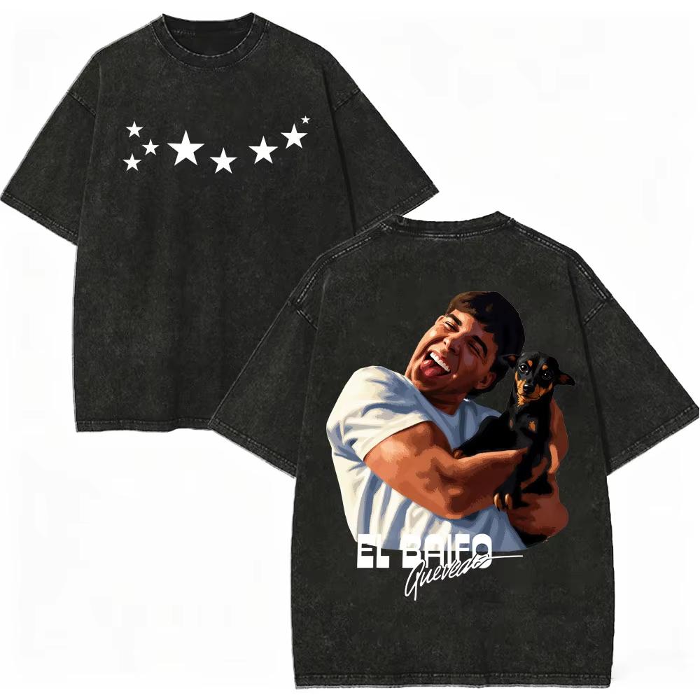2026 Vintage Washed Rapper Quevedo Merch T-shirt 2026 New Album El Baifo Graphic T Shirts Men Women Fashion Hip Hop Clothing T-shirts Short Sleeve Tee