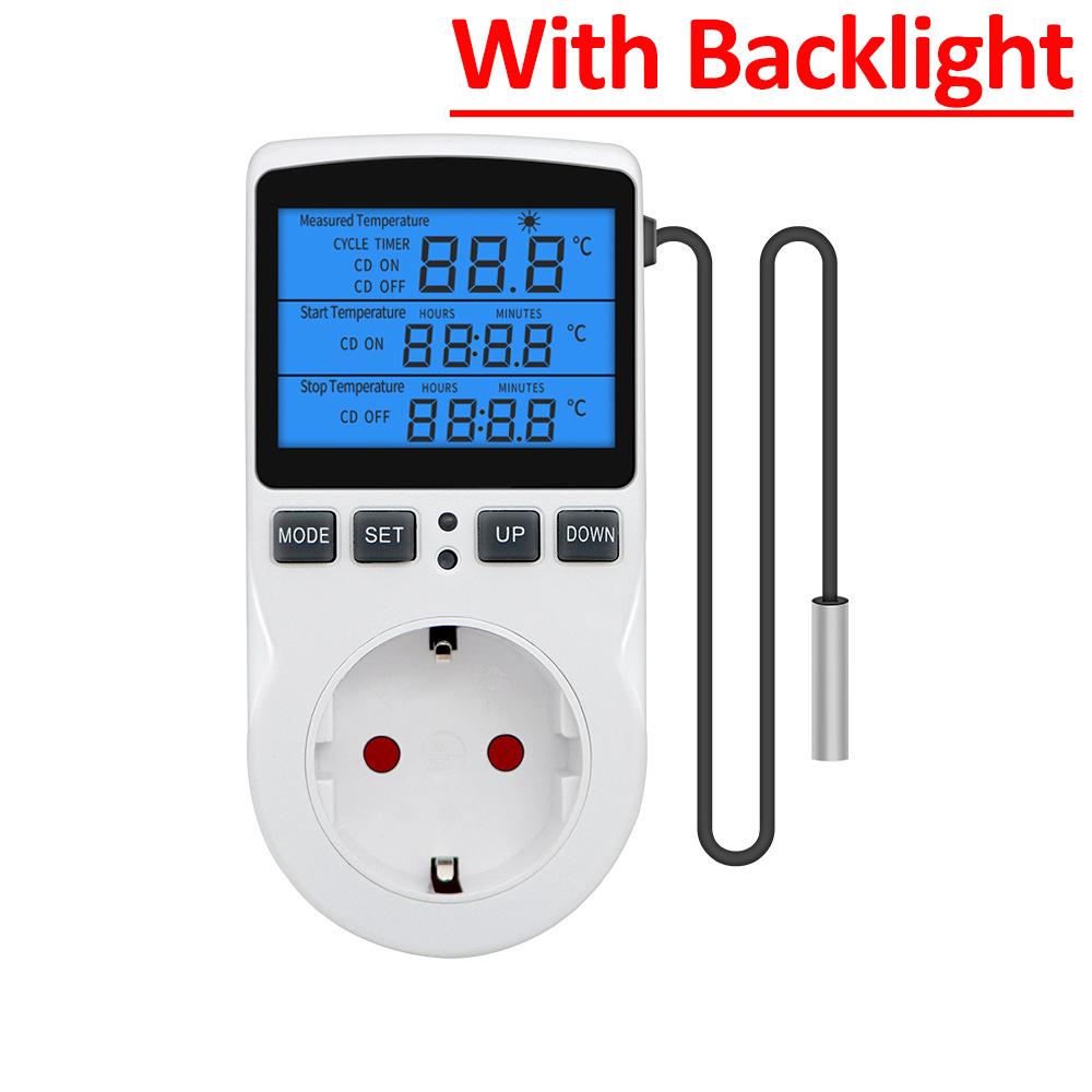 ЕС Plug Температурный контроллер розетка цифровой термостат 120/220 В таймер розетка розетка отопление охлаждение переключатель с датчиком зонд